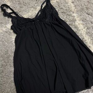 Elegant Black Lace Babydoll Nightgown